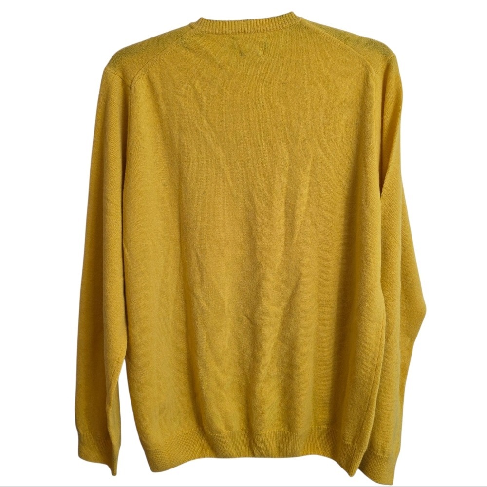 😍 Mens 100% Wool Sweater XXL Mustard Yellow Crewneck Warm Minimalist V bin - Picture 9 of 15